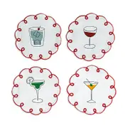 Misette Embroidered Linen Coasters, Set of 4