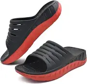 [GPOS] Mens Sport Recovery Sandals Plantar Fasciitis Arch Support Thick Cushion Slides Sandals Lightweight Comfort Orthotic Open Toe Slippers, Blackred, 10