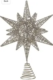 Creative Co-Op Multidimensional Star Tree Topper with Gold Glitter Metal