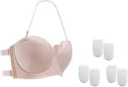 [Generic] 3-in-1 Strapless Backless Bra – Double Anti-Slip Silicone & Invisible Lift, Seamless for Wedding Dresses/Evening Gowns