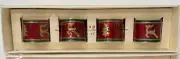 Pier 1 Brass Holiday Enamled Napkin Rings Christmas Reindeer & Trees Set of 4