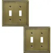 Double Toggle Light Switch Cover Belaire Beaded Metal Wall Plate, 2-Pack Anti...