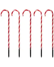 Northlight Set of 5 Red Lighted Candy Cane Christmas Lawn Pathway Markers