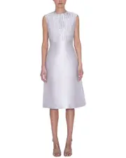 Reem Acra Beaded Bodice Sleeveless Mikado Silk-Blend Dress