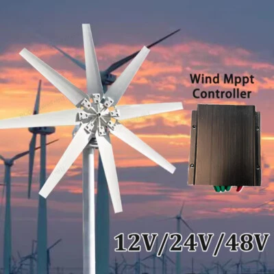 3000W 12/24/48V Wind Turbine Windgenerator MPPT Charge Controller Garden Yard