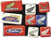 Nostalgic-Art Retro Fridge Magnets, 9 Pieces, Honda MC - Logo Evolution - Gift Idea for Honda Accessories Fans, Magnet Set for Magnetic Board, Vintage Design