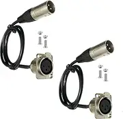 DIYTECH Premium XLR Pass Through Cable, No Solder, for Stage Box, Patch Panel, Floor Box - No Solder for Pro Audio Installations (Female to Male 2-Pack)