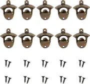 10pcs Bottle Opener Wall Mounted Beer Soda Wine Opener For Cafe Bars Restaurant Kitchen Bartender (bronze)