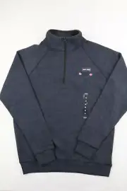 Chaps Men’s 1/4 Zip Sweater Pullover Navy Long Sleeve M Knit Brushed Paddle $60