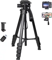 Camera Tripod for Canon Nikon Sony, Ibeston 67 Inch Lightweight DSLR Tripod Camera Stand with Detachable 3 Way Pan Head, Remote & Universal Phone Mount