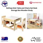 BoPeep Kids Table and Chairs Storage Box Set Toys Play Study Desk Wooden