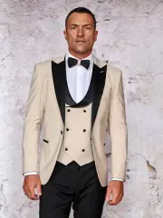 NWT 50R TAN MENS SUIT, TAILOR FIT, 2 SIDE VENT, FLAT FRONT PANTS,