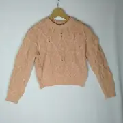 Ghanda Teen Girls Jumper Birkin Knit One Size NEW Pastel Peach Cable Knit
