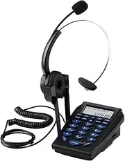 Call Center Phone Dialpad Corded Phone with Noise Cancelling Monaural Headset Clear Voice Quali Caller ID Redial for Office Home Phone Set