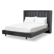Hillsdale King Bed Frame - Charcoal Velvet - Upgraded Legs