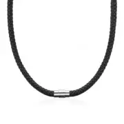 24" 8mm Black Man-made Braided Leather Rope Necklace Choker for Men Women