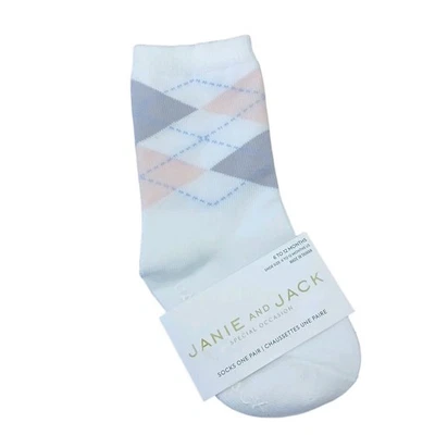 Janie And Jack Baby Girl Socks 6-12 Months New Argyle Pink Gray Blue Stretch