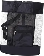 HEALSOPTHY Beach Mesh Tote Bag Foldable Storage for Shells Black Backpack for Outdoor Fun for Swimming Boating Beach Play