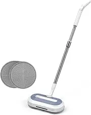 Electric Mop, Cordless Rechargeable Hard Floor Cleaner, 7500R/min, Front Led Light and Water Spray Hole, 95-125Cm Adjustable Length, 200Ml Water Tank, Wet and Dry, for Doors, Windows and Floors
