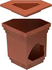 Reptile Hideout Hide Cave Hanging Shelter with Water Basin for Climbing Pet Lizard, Brown