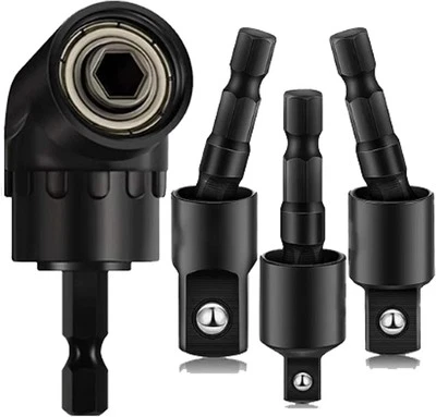 4-in-1 Impact Drill Bit Extension Set with a 105° angle 4 Sets Offf Black