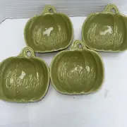 Robert Stanley "Thankful" green dish - candy, nuts, grapes, dips. Set Of 4