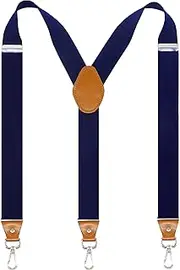 [Doloise] Mens Suspenders with 3 Swivel Hooks Belt Loops 1.4 Inch Wide Heavy Duty Adjustable Braces