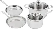 [Swiss Diamond] Premium Clad 5-Ply Stainless Steel 6 Piece Cookware Set, Induction Compatible Pots and Pans Set, Includes Skillets, Saucepan, Dutch Oven and Lids - Oven and Dishwasher Safe
