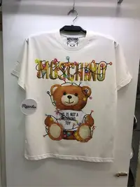 在飛比找Yahoo!奇摩拍賣優惠-Moschino Couture 寬版 白色 燈泡 小熊 圖