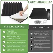 VIVERO 24 pack Acoustic Studio Foam Panels 1”x 12”x 12” Self-Adhesive Fire-proof