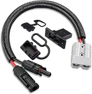 50A Anderson Connector to 10AWG Solar Panel Connectors Cable with Mounting Panel, 600V Solar Inverter Charger for Solar Generator Battery Pack Kit 1.31ft (40cm)