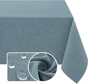 H.VERSAILTEX Rectangle Linen Textured Table Cloth Thick Fabric Wrinkle Free Washable Dust-Proof Tablecloth for Dining, Buffet Parties, Picnic, Events, Weddings and Restaurants, 152 x 259cm, Stone Blue
