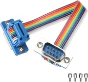 uxcell IDC Rainbow Wire Flat Ribbon Cable DB9 Male to DB9 Male 3.9 Inch Length 2.54mm Pitch Breadboard Jumper Wires for Electronic Projects