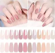 Vishine 12Pcs Sheer Nude Clear Pink Gel Nail Polish Set Jelly Neutral Translucent Nude Tones Colors, Crystal Jelly Nail Gel Milky White Brown, Trendy Nail Art Designs DIY Home Gel Manicure Set