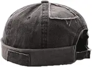 [YAMEE] Men Hats Docker Cap Hats Sailor Cap Worker Hat Rolled Cuff Retro Brimless Hat with Adjustable