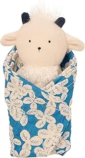 Manhattan Toy Embroidered Plush Goat Baby Rattle + Soft Cotton Burp Cloth