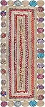 CASAVANI Chindi Cotton Jute Runner Rug 2.6x6 Scalloped Runner Multicolor Cape Code Design Thick 0.27 inches Braided Rug Flatweave Runner Indoor Outdoor Runner Rugs for Kitchen Bedside Yoga Mat Runner