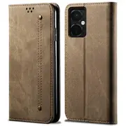 PU Leather Case for OnePlus Nord CE3 5G Stand Wallet Jeans Cloth Texture Phone Cover