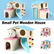 Wooden Luxury Hamster Villa Escape House Fun Nest Pet Home for Small Animals
