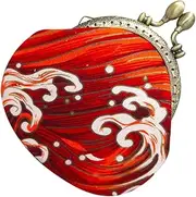 [GLSTOY] Cute Purse Wave Small Pouch for Women Keychain Wallet Card Holder Change Purse