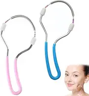 EUYKQNOI Pack of 2 Face Epilator, Spring Face Epilator, Manual Portable Plastic Epilator, Stainless Steel Epilator, for Facial Hair Removal, Forehead, Cheek, Upper Lip, Pink and Blue