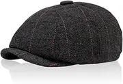 [TUONYIS] Men's Flat Cap Beret Peaked Caps Peaky Herringbone Tweed Retro Newsboy Flat Cap Plate Cap Peaked Cap, black, 56-61