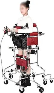 Upright Walker for Seniors with Seat, Height Adjustment 8-Wheel Walker,Hemiplegia Rehabilitation Standing Frame(With Handbrake,Women)