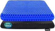 Gel Seat Cushion for Long Sitting, Extra Thick Gel Cushion for Wheelchair Soft Chair Pads Cushion for Office Home Chairs Car Seats Long Trips - Back Sciatica Hip Tailbone Pain Relief Cushion (Blue)