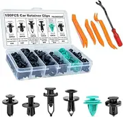 FOUNDCOOL 105pcs-6 Types Universal Car Trim Clips Retainers Panel Push-Type Pins Rivets Fasteners Replacement Molding for Cars Trucks SUVs Bumper Door Fender Engine Cover Removal Tools
