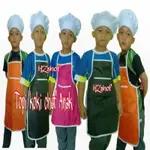 PUTIH 包 6 件套“兒童圍裙防水烹飪圍裙加現代廚師帽廚師配件廚師廚師廚師帽白色廚師帽