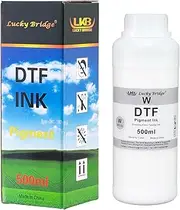 Lucky Bridge 500ml White DTF Ink Premium Pigment Ink for PET Film Heat Transfer Printing Refill Ink for All Epson DTF Printers with Printhead DX5, DX7, 5113, XP600, I3200 etc - (500ml) -