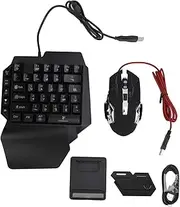 RGB Computer Gaming Keyboard and Mouse Combo, Gaming Accessories with Adjustable Phone Stand and Keyboard Mouse Converter, 4 in 1 Computer Accessories Pack