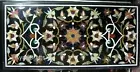 Unique Design Inlay Work Dining Table Top Black Marble Hallway Table for Hotel
