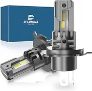 D-Lumina H4 LED Canbus Bulb 100W 16000LM, 6500K 400% Bright, 1:1 Replacement Design Halogen Lamp, Plug and Play, Waterproof IP68, 2 pcs
